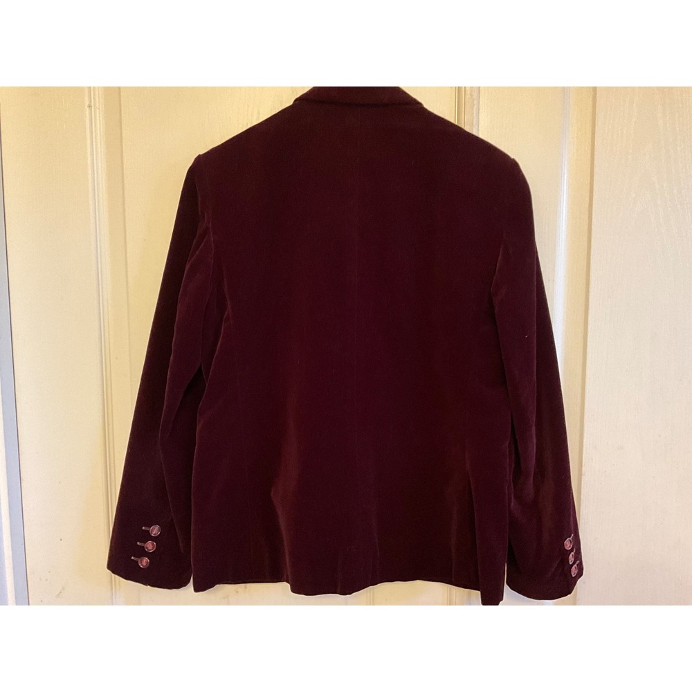 Butterfly Prestige Sportswear Vintage Velvet Blazer Plum Burgundy Cotton Size 10 - Picture 5 of 8